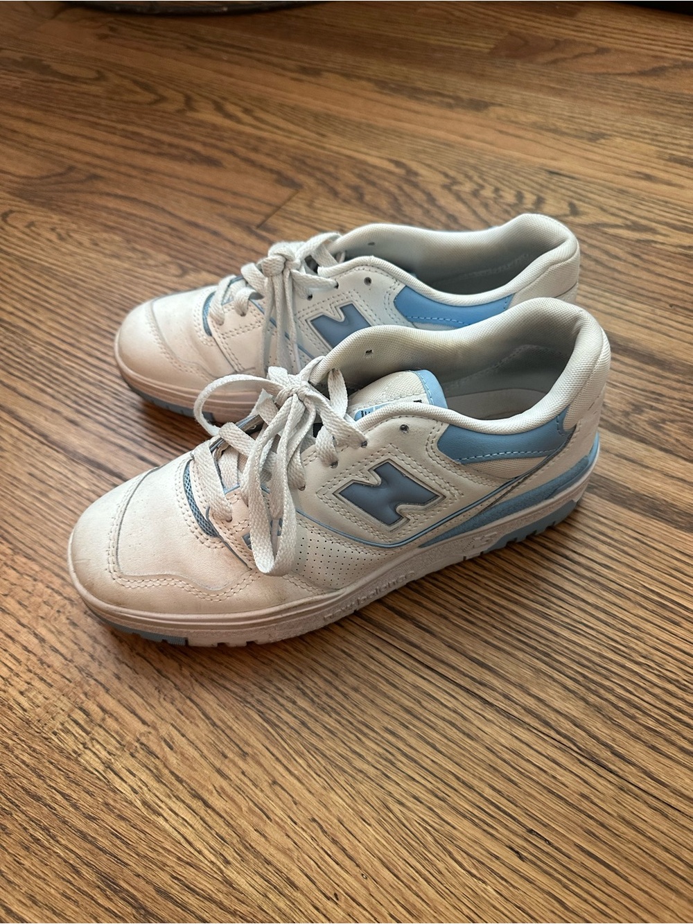 White and Light Blue Athletic Sneakers